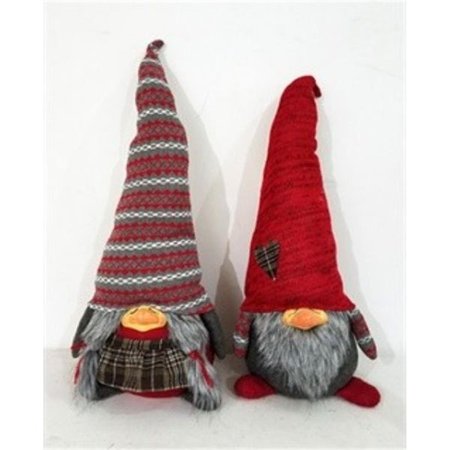 PALACEDESIGNS 30 x 11.8 x 11 in. Red & Gray Holiday Plaid Girl Gnome PA2627686